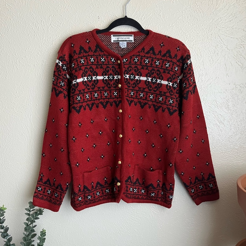Red Patterned Sweater - image 1